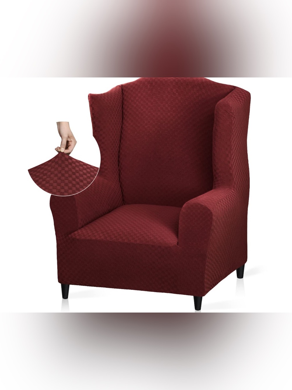 Elastic Deep Red Wingback Chair Slipcover
